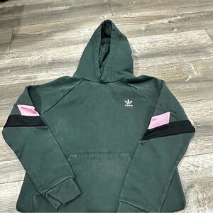 NEW YEAR 20% OFF Adidas Forest Green Hoodie with Pink and Black Details